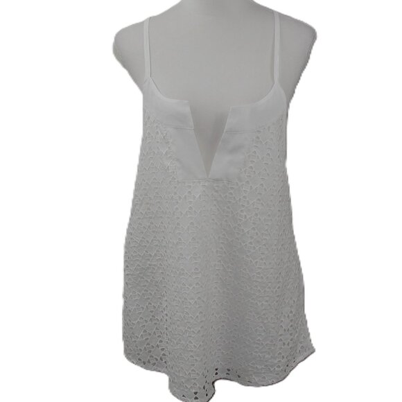 Athleta Tops - NWOT Athleta White Textured Eyelet Lined Tie Neckline Tank Size Large